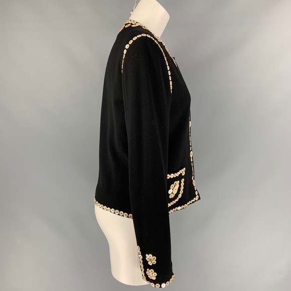 Vintage CHEAP and CHIC by MOSCHINO Black Wool Applique Jacket - Picture 3 of 7